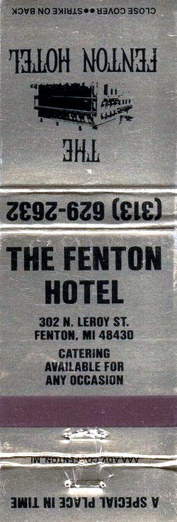 Fenton Hotel Tavern & Grille (The Vermont House) - Matchbook (newer photo)